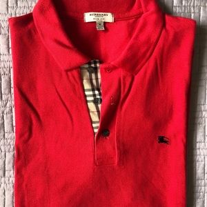 Authentic Burberry slim fit red polo